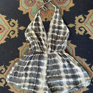 Olivaceous Casual Navy & White Tie Dye Romper L